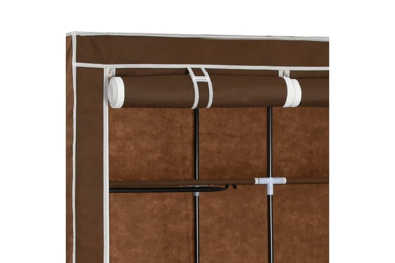 Garderobe med skap og stenger brun 150x45x175 cm stoff - Brun - Oppbevaring - Garderober & garderobesystem