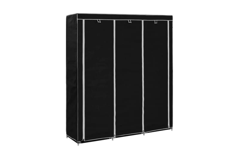 Garderobe med skap og stenger svart 150x45x175 cm stoff - Svart - Oppbevaring - Garderober & garderobesystem