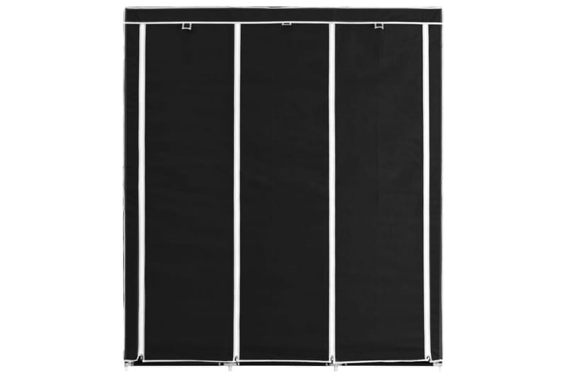 Garderobe med skap og stenger svart 150x45x175 cm stoff - Svart - Oppbevaring - Garderober & garderobesystem