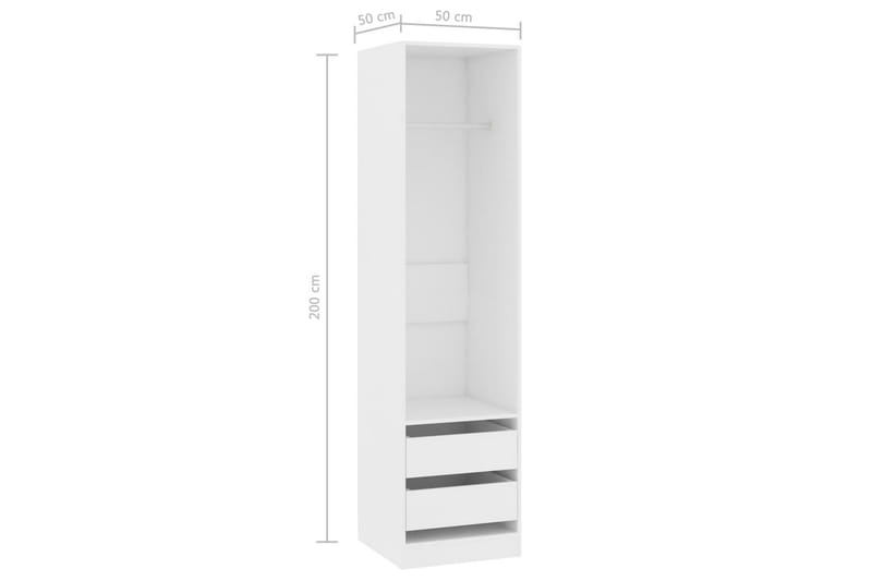 Garderobe med skuffer hvit 50x50x200 cm sponplate - Hvit - Oppbevaring - Garderober & garderobesystem