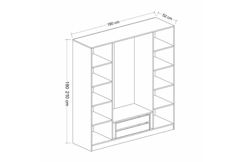 Garderobe med Speil Cambrian - Brun - Oppbevaring - Garderober & garderobesystem