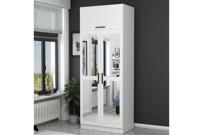 Garderobe med Speil Cambrian - Hvit - Oppbevaring - Garderober & garderobesystem