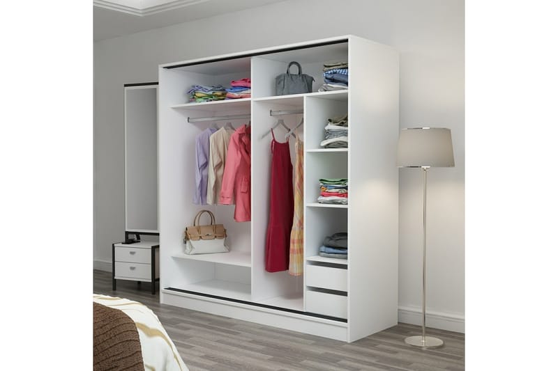 Garderobe med Speil Cambrian - Hvit - Oppbevaring - Garderober & garderobesystem