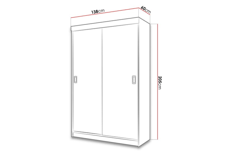 Garderobe med Speil Carraie LED-belysning RGB - Grå Dør/Hvit/Antrasitt - Oppbevaring - Garderober & garderobesystem