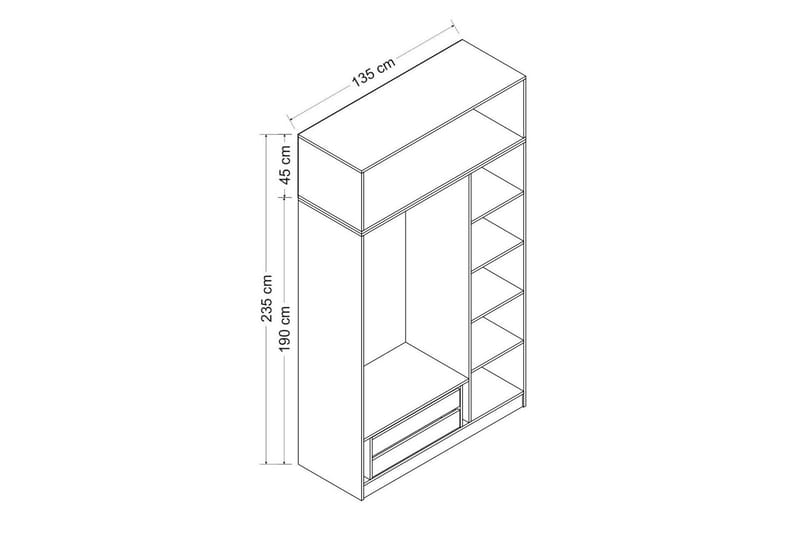 Garderobe med Speil Minar - Antrasitt - Oppbevaring - Garderober & garderobesystem