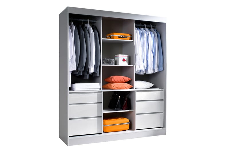 Garderobe med Speil Thiote 180x216x65 cm - Svart - Oppbevaring - Garderober & garderobesystem