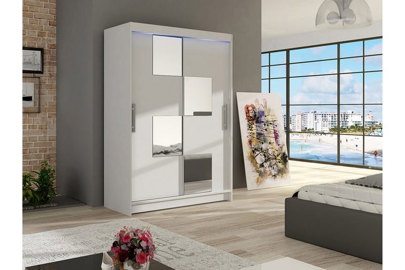 Garderobe Miami 120x58x200 cm - Beige / Hvit - Oppbevaring - Garderober & garderobesystem