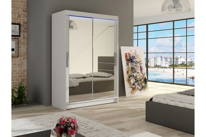 Garderobe Miami 120x58x200 cm - Beige / Hvit - Oppbevaring - Garderober & garderobesystem