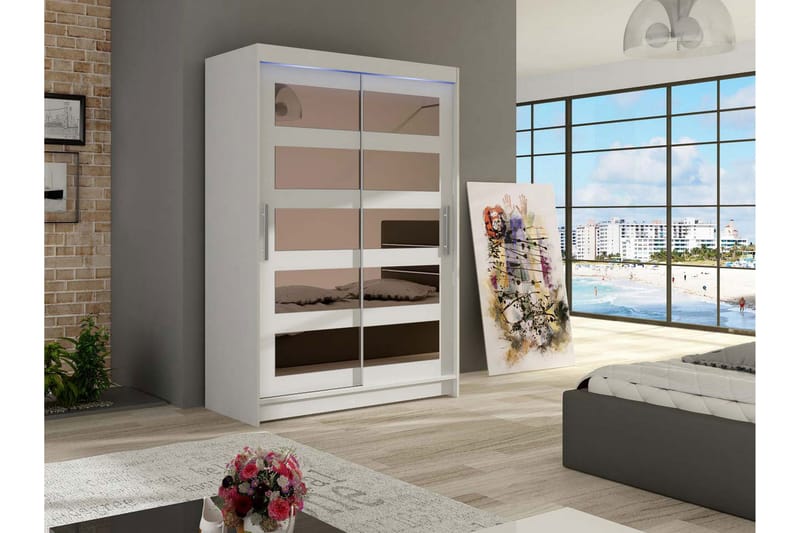 Garderobe Miami 120x58x200 cm - Beige / Hvit - Oppbevaring - Garderober & garderobesystem