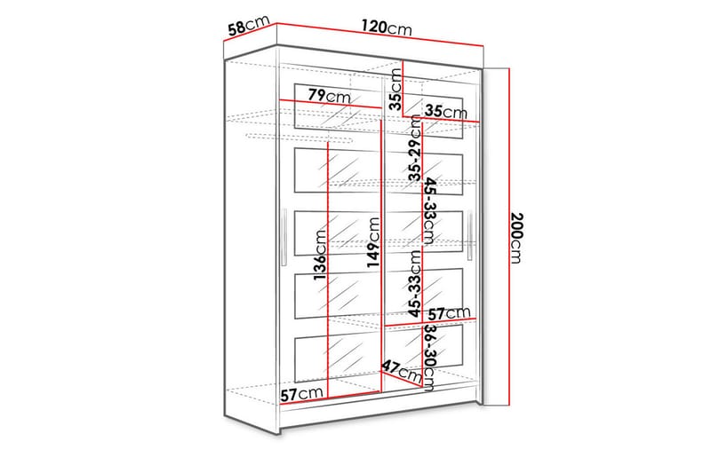 Garderobe Miami 120x58x200 cm - Beige / Hvit - Oppbevaring - Garderober & garderobesystem