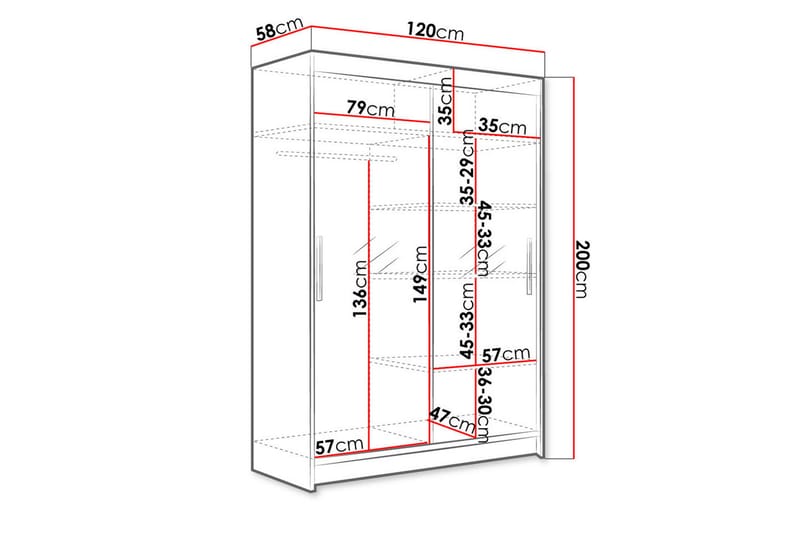 Garderobe Miami 120x58x200 cm - Beige - Oppbevaring - Garderober & garderobesystem