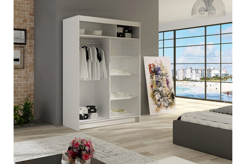 Garderobe Miami 120x58x200 cm - Beige - Oppbevaring - Garderober & garderobesystem