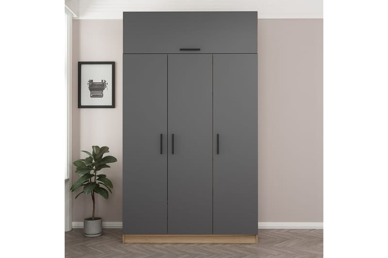 Garderobe Minar 135 cm - Grå/Brun - Oppbevaring - Garderober & garderobesystem