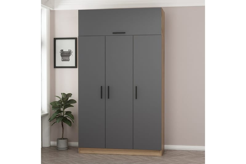 Garderobe Minar 135 cm - Grå/Brun - Oppbevaring - Garderober & garderobesystem