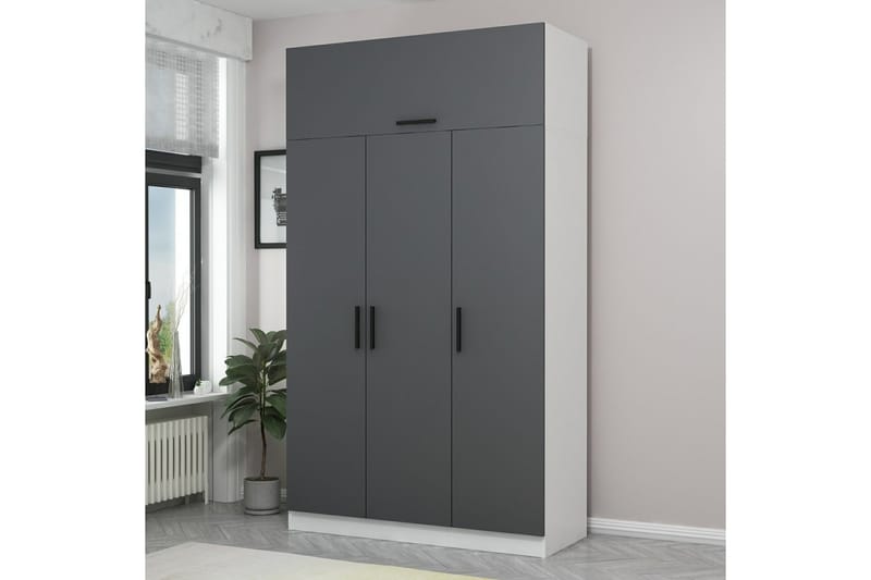 Garderobe Minar 135 cm - Grå/Hvit - Oppbevaring - Garderober & garderobesystem