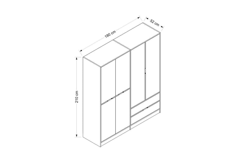 Garderobe Munna 180 cm - Grå - Oppbevaring - Garderober & garderobesystem