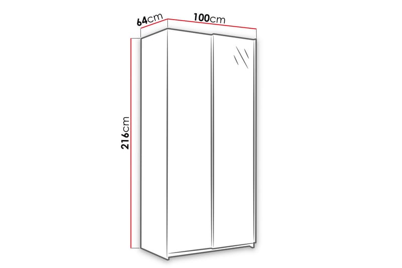 Garderobe Rick 100x64x216 cm - Oppbevaring - Garderober & garderobesystem