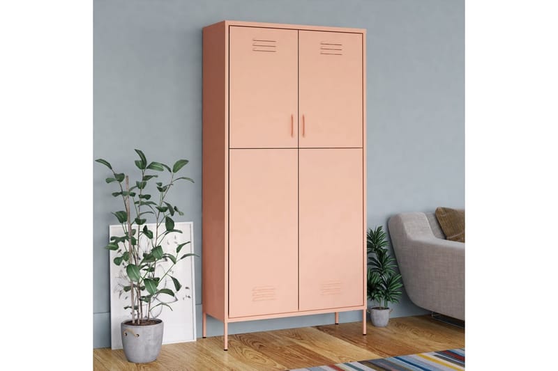 Garderobe rosa 90x50x180 cm stål - Rosa - Oppbevaring - Garderober & garderobesystem