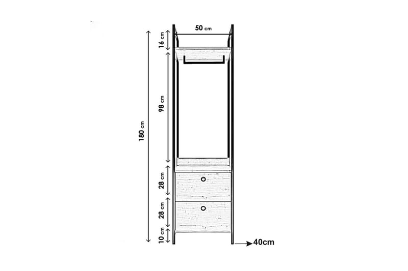 Garderobe Ruseni 50x40 cm - Natur - Oppbevaring - Garderober & garderobesystem