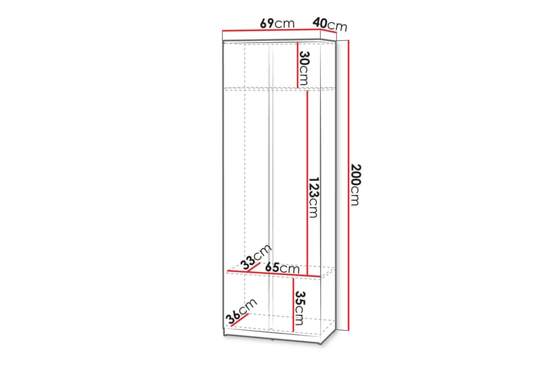 Garderobe Simply 69 cm - Grå - Oppbevaring - Garderober & garderobesystem