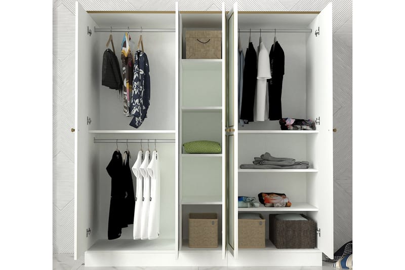 Garderobe Soderup 175 cm - Hvit|Gull - Oppbevaring - Garderober & garderobesystem