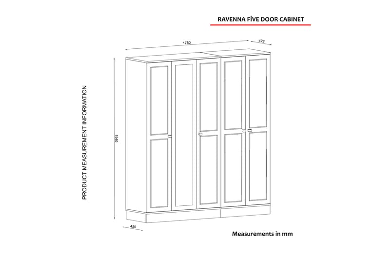 Garderobe Soderup 175 cm - Hvit|Gull - Oppbevaring - Garderober & garderobesystem