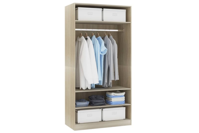 Garderobe sonoma eik 100x50x200 cm sponplate - Brun - Oppbevaring - Garderober & garderobesystem