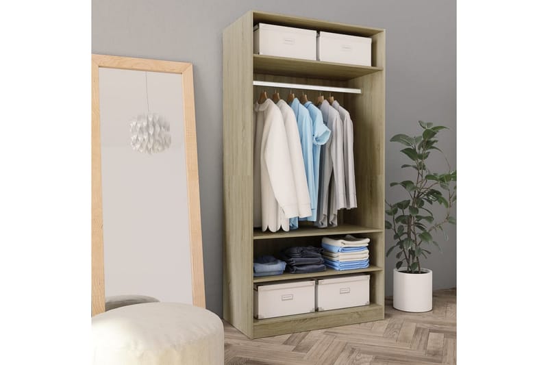 Garderobe sonoma eik 100x50x200 cm sponplate - Brun - Oppbevaring - Garderober & garderobesystem