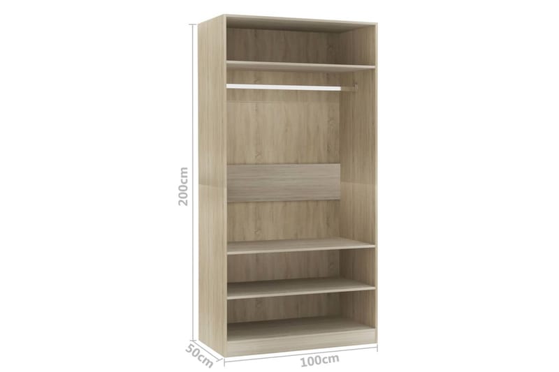 Garderobe sonoma eik 100x50x200 cm sponplate - Brun - Oppbevaring - Garderober & garderobesystem