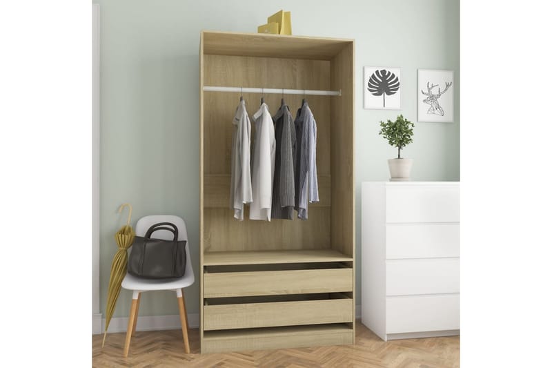 Garderobe sonoma eik 100x50x200 cm sponplate - Brun - Oppbevaring - Garderober & garderobesystem