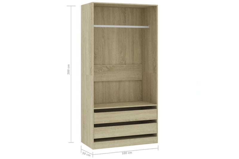 Garderobe sonoma eik 100x50x200 cm sponplate - Brun - Oppbevaring - Garderober & garderobesystem