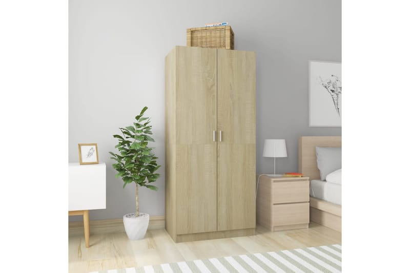 Garderobe sonoma eik 80x52x180 cm sponplate - Oppbevaring - Garderober & garderobesystem