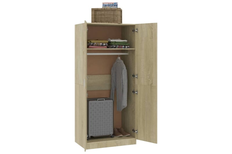 Garderobe sonoma eik 80x52x180 cm sponplate - Oppbevaring - Garderober & garderobesystem