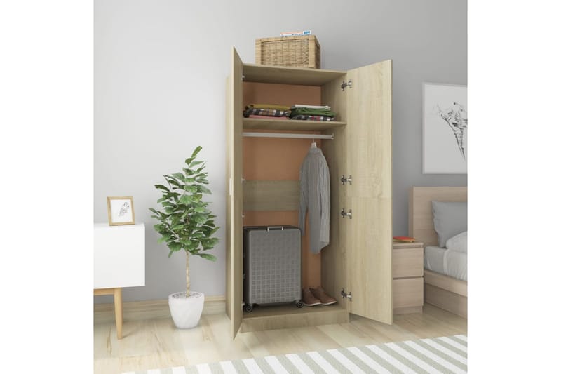 Garderobe sonoma eik 80x52x180 cm sponplate - Oppbevaring - Garderober & garderobesystem