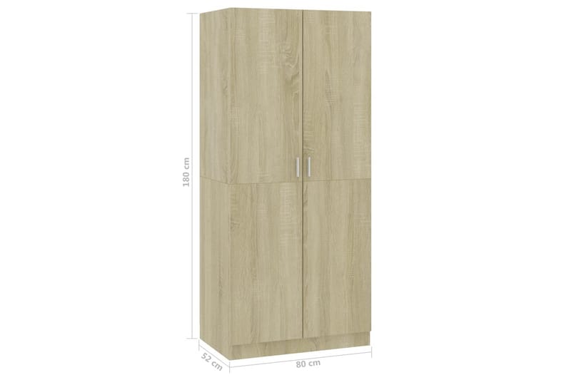 Garderobe sonoma eik 80x52x180 cm sponplate - Oppbevaring - Garderober & garderobesystem