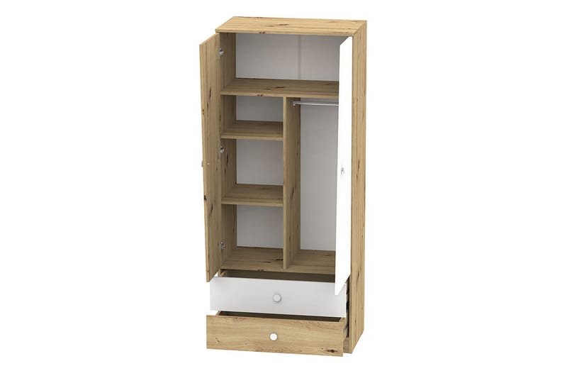 Garderobe Staton 80 cm - Natur/Hvit/Grå - Oppbevaring - Garderober & garderobesystem