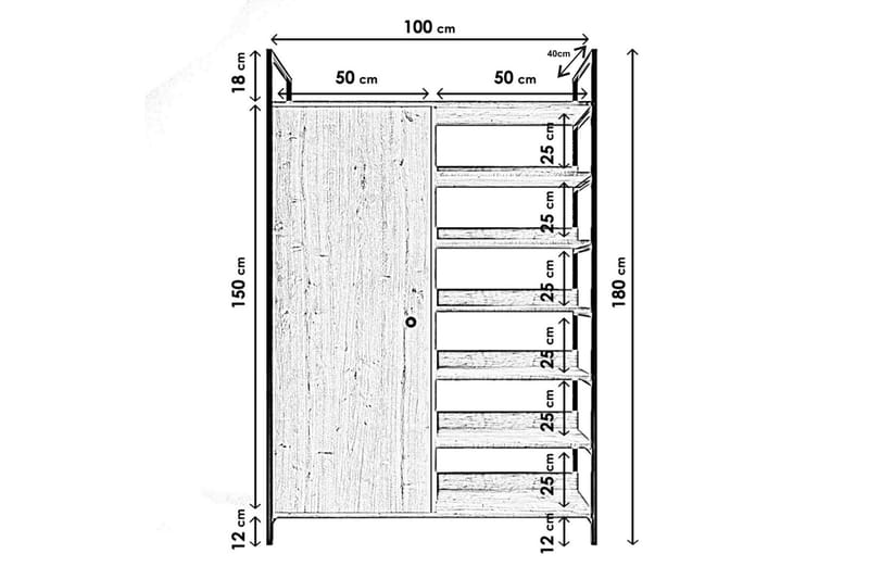 Garderobe Trendel 100x40 cm - Natur - Oppbevaring - Garderober & garderobesystem