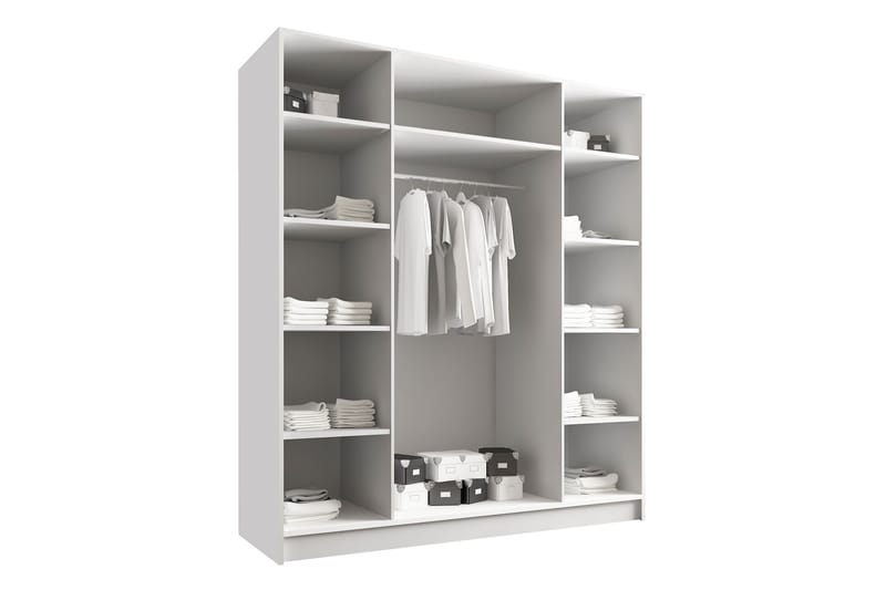 Garderobe Vadstena 200 cm - Hvit/Svart - Oppbevaring - Garderober & garderobesystem