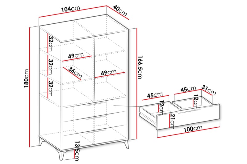 Garderobe Vemdalen 104 cm - Sand beige - Oppbevaring - Garderober & garderobesystem