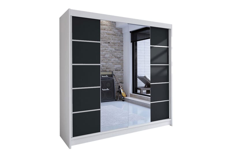 Garderobe Wallinford - Hvit/Svart - Oppbevaring - Garderober & garderobesystem