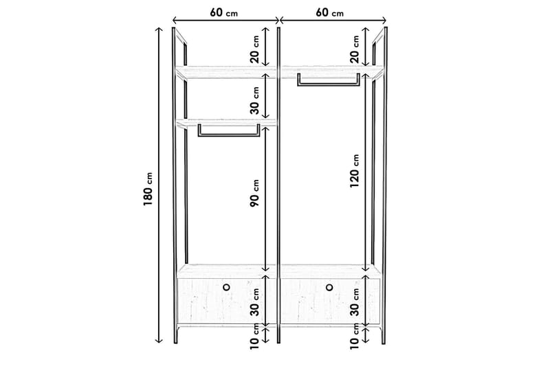 Garderobe Zakkum 120x180 cm - Brun - Oppbevaring - Garderober & garderobesystem