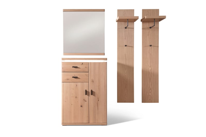 Garderobe Puckridge 155 cm - Eik | Svart | Grå - Oppbevaring - Garderober & garderobesystem