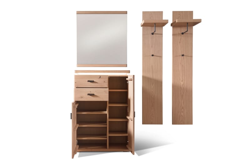 Garderobe Puckridge 155 cm - Eik | Svart | Grå - Oppbevaring - Garderober & garderobesystem