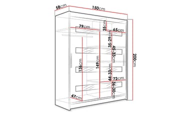 Garderobe Presto 58x150 cm - Svart/Hvit - Oppbevaring - Garderober & garderobesystem