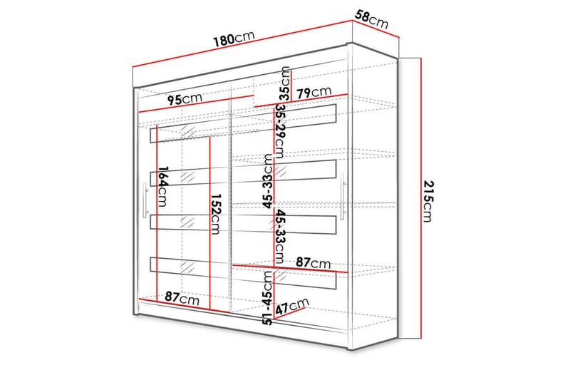 Garderobe Praha 180x215 cm - Hvit - Oppbevaring - Garderober & garderobesystem