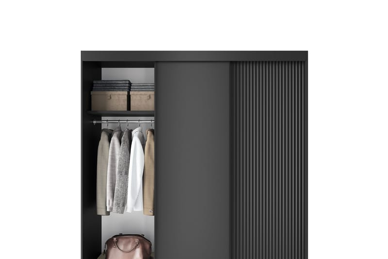 Garderobe Prescco 120x220 cm - Svart - Oppbevaring - Garderober & garderobesystem