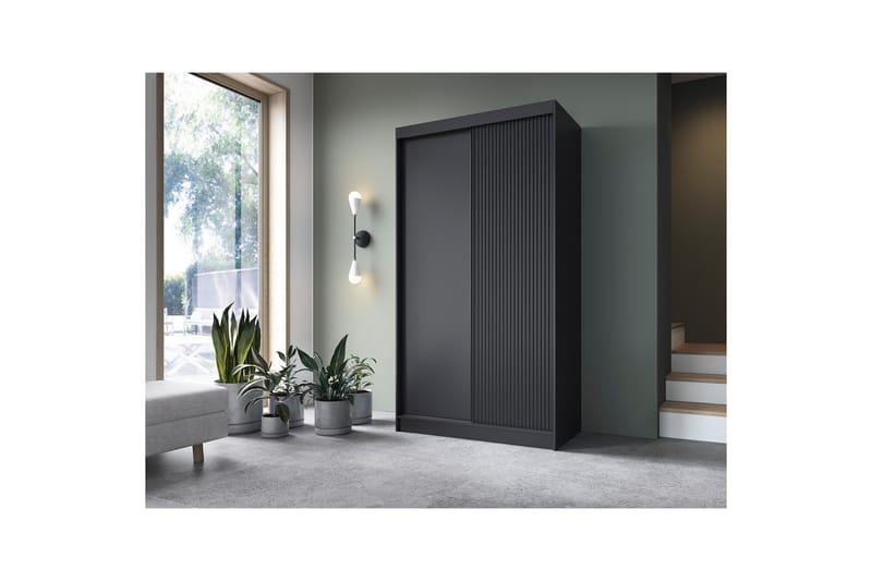 Garderobe Prescco 120x220 cm - Svart - Oppbevaring - Garderober & garderobesystem