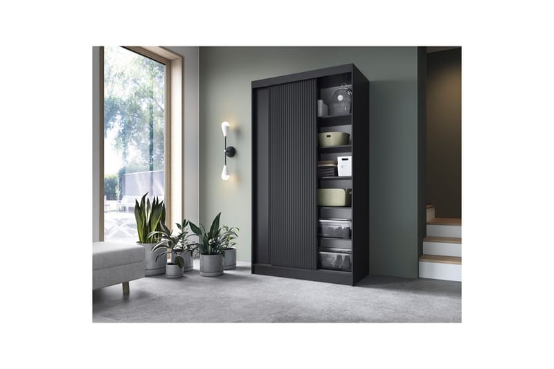 Garderobe Prescco 120x220 cm - Svart - Oppbevaring - Garderober & garderobesystem