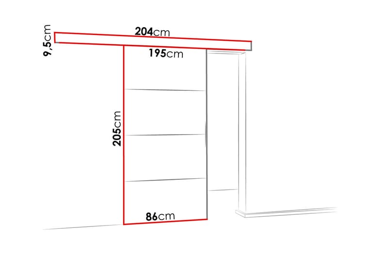 Dør Malibu 204x86x205 cm - Oppbevaring - Garderober & garderobesystem - Garderobedør - Skyvedør garderobe