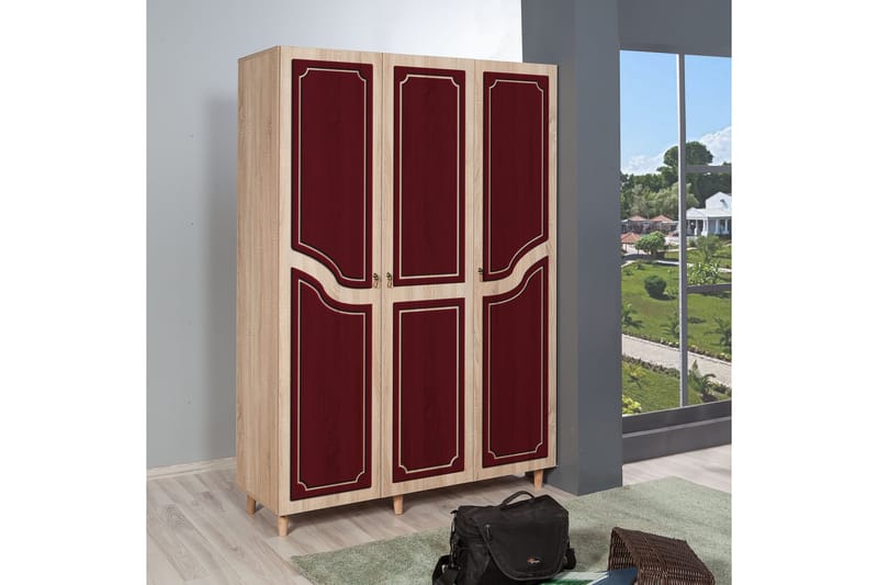 Garderobe Gillberga 135 cm - Brun/Rød - Oppbevaring - Garderober & garderobesystem - Garderobeskap